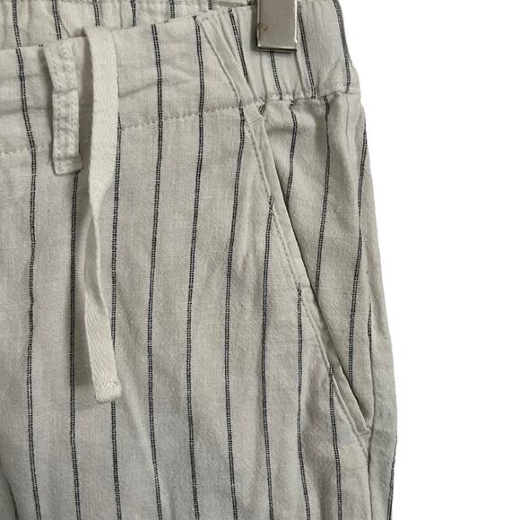 Uniqlo White Striped Linen Blend Pants High Rise Slim Straight Trousers Size M - Picture 7 of 14